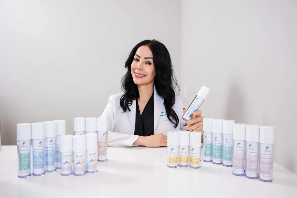 OC Skin Care Center skincare products arranged in natural light, reflecting a personalized, education-first home-care approach